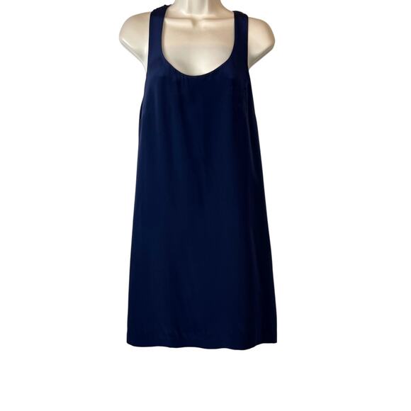 J.Crew Twist Back Criss Cross Silk Shift Dress in Night Shadow Blue Size Small - Picture 3 of 10